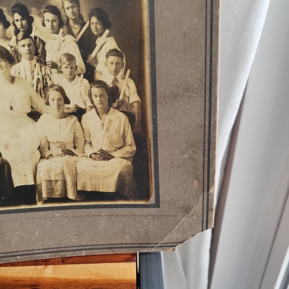 Antique Cabinet Card Sepia Photo Graduation 1920's Professional Pic H 12" W 14" - Picture 6 of 12